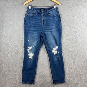 Judy Blue Jeans Womens 9/29 Boyfriend Fit Stretch Denim Distressed Button Fly